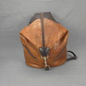 Brown Leather Slouchy Backpack Bag Unbranded Zipper Soft Casual Travel Tote